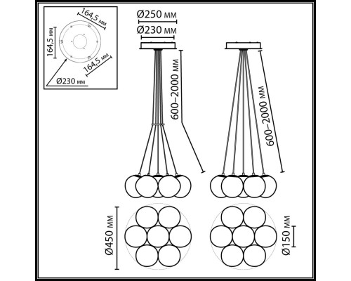7109/7 MIDCENT ODL26 517 светильник металл/стекло/бронза/белый IP20 E14 7*5W 220-240V MAGIA