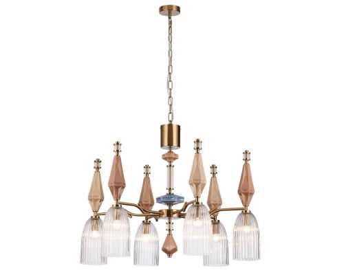 5414/6 MODERN ODL_EX26 античная бронза/терракот/синий/бежевый/металл/керамика Люстра E14 6*40W TERRA