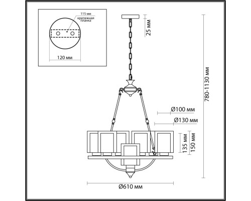 6524/7 COUNTY LN23 219 античная латунь Люстра E27 7*60W 220V RIVERLY