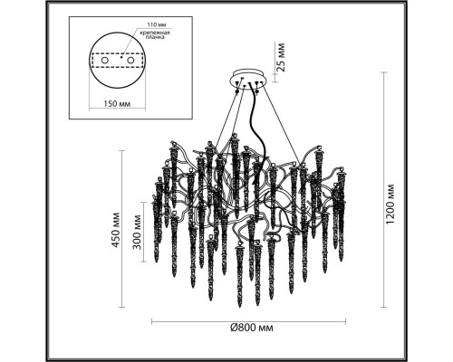 5005/14 HALL ODL23 487 золотой/прозрачный металл/хрусталь Люстра G9 14*40W BANCHE