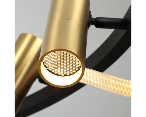 4397/55L HIGHTECH ODL23 101 черный/античная бронза/черный/металл/канат Подвесной св-к IP20 LED 50W 2020Лм 3000K CORDA