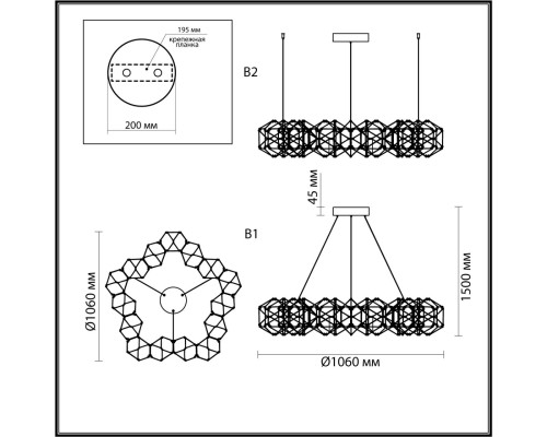 5086/68L L-VISION  античная бронза/металл Люстра LED 68W 4000K 3740lm TRELLIS