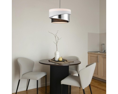 8040/3 MODERNI LN25 никель/белый/серебро/черный, металл/текстиль Подвесной светильник Е27 3*60W 220V INDIRA