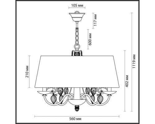 3921/4 CLASSIC ODL18 568 бронза/ткань/стекло Люстра IP20 E14 4*40W 220V NIAGARA