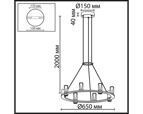 7143/55L HIGHTECH ODL26 513 светильник темный никель/акрилл/металл IP20 LED 45W 4260Лм 3000K 180° 220V DEFANCE