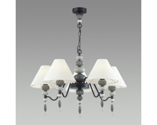4896/5 MODERN ODL_EX23 25 черный матов./серый/молочный металл/керамика/ткань Люстра E14 5*40W SOCHI