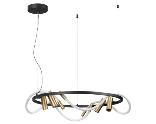 4397/55L HIGHTECH ODL23 101 черный/античная бронза/черный/металл/канат Подвесной св-к IP20 LED 50W 2020Лм 3000K CORDA