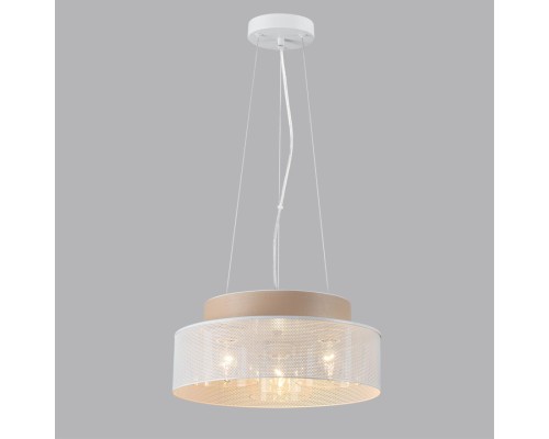 6599/3CY MODERNI LN25 156 белый/белый, бежевый металл, эко кожа/металл, стекло Подвесной светильник Е27 3*60W 220V BASALTO