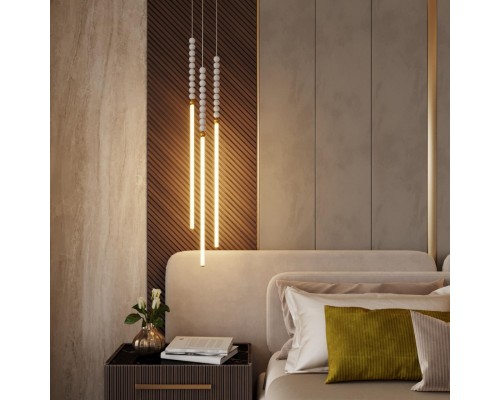 6639/33L HIGHTECH ODL24 161 металл/античная бронза/белые бусы из акрила Подвесной светильник IP 20 LED 33W 3500K 220V MONELLA