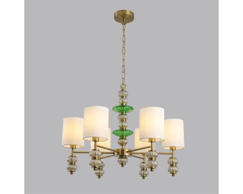 8337/6 MODERNI бронза/белый/зеленый, металл/стекло/текстиль Люстра E14 6*40W 220V ILMIRA
