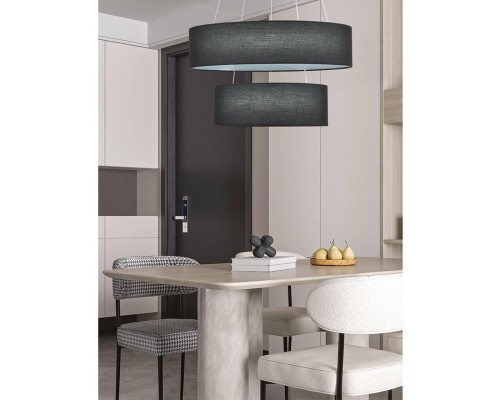 8371/40L LEDIO LN26 258 черный, металл/текстиль/силикон Люстра подвесная LED 40W 3000/4000/6000K 220V KAVA