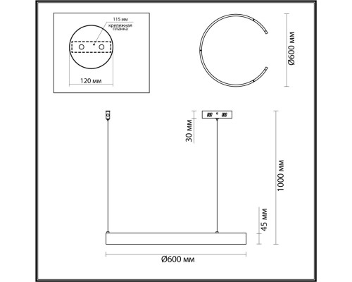 6535/43L LEDIO LN23 019 латунь Светильник подвесной LED 43W 3000-6000K 1758Лм 220V INDIE