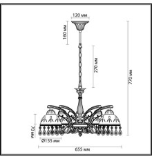2989/5 CLASSI LN16 095 состаренная бронза Люстра E27 5*60W 220V AVIFA