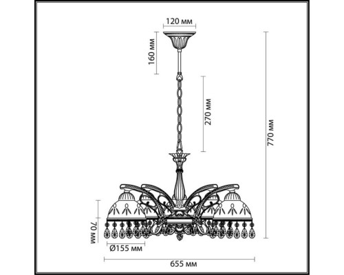 2989/5 CLASSI LN16 095 состаренная бронза Люстра E27 5*60W 220V AVIFA