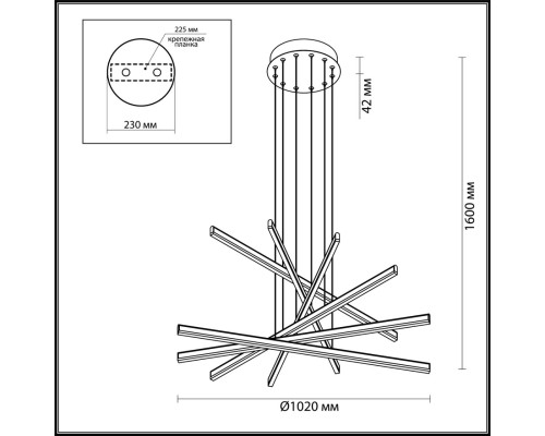 Подвесная светодиодная люстра Odeon Light 3890/96L Rudy черный LED 96 Вт 4000K