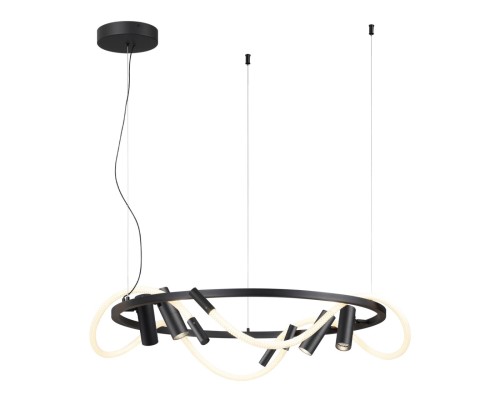 4391/55L HIGHTECH ODL24 141 черный/металл/канат Подвесной св-к с раздельн. вкл IP20 LED 50W 2020Лм 4000K CORDA