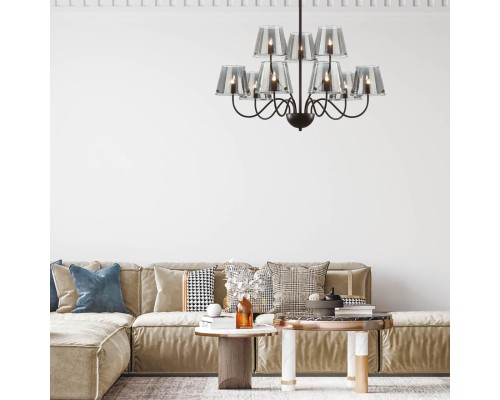 6570/9C MODERNI LN24 черный/дымчатый/металл/стекло Люстра потолочная G9 9*20W 220V SMOKY