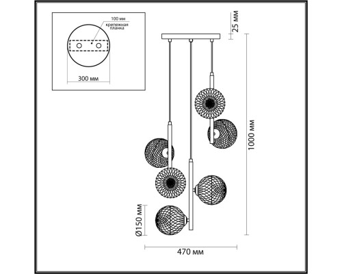 5292/6 MODERNI LN23 000 матовое золото Светильник подвесной E27 6*8W LED 220V GENEVA