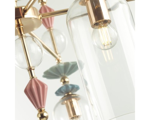 4855/5C CLASSIC ODL_EX21 золото/раноцветн./керамика/стекло Люстра потолочная E14 5*40W BIZET