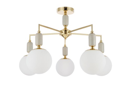 6580/5C CLASSI LN24 французское золото, серый/белый металл, керамика/стекло Люстра потолочная E14 5*40W 220V VIVIEN