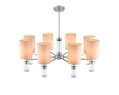 6585/8 MODERNI LN24 хром/бежевый, металл/текстиль, стекло Люстра подвесная E14 8*40W 220V ARNIKA
