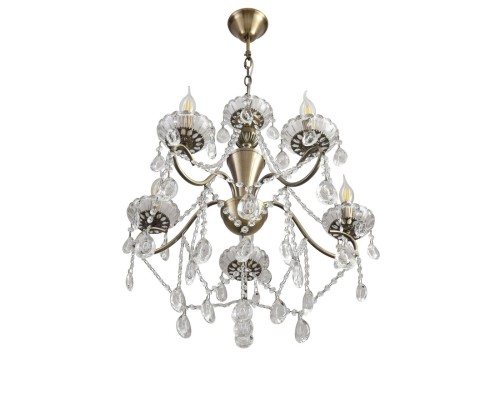 8346/5 CLASSI бронза/прозрачный, металл/хрусталь Люстра потолочная E14 5*40W 220V LUINA