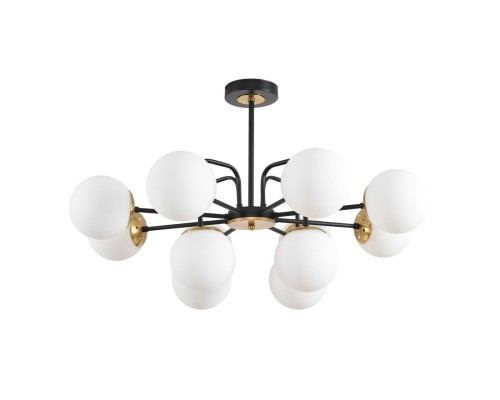 8375/12C MODERNI LN черный/латунь/белый, металл/стекло Люстра потолочная E27 12*60W 220V ELRONA