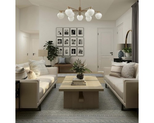 8278/9 MODERNI латунь/белый, металл/стекло Люстра Е14 9*40W 220V CARMELA