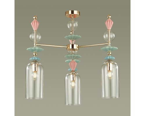 4855/3C CLASSIC ODL_EX21 золото/раноцветн./керамика/стекло Люстра потолочная E14 3*40W BIZET