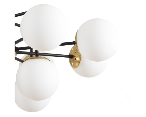 8375/12C MODERNI LN черный/латунь/белый, металл/стекло Люстра потолочная E27 12*60W 220V ELRONA