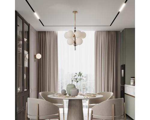 5405/6 MODERN ODL_EX23 35 золотой/серый/зеленый/белый матовый металл/керамика/ткань Люстра E14 6*40W PALLE