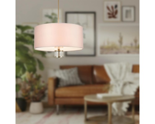 8109/5C MODERNI LN25 латунь титаниум/бежевый, металл/текстиль/стекло Люстра потолочная E14 5*40W 220V DAMONA