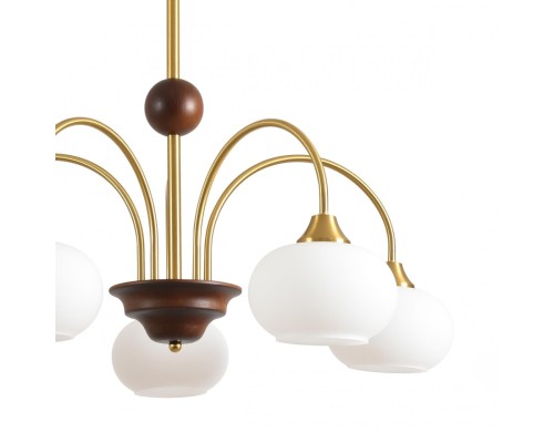 8323/5C MODERNI LN латунь/белый, металл/стекло/дерево Люстра потолочная E27 5*60W 220V LARINA