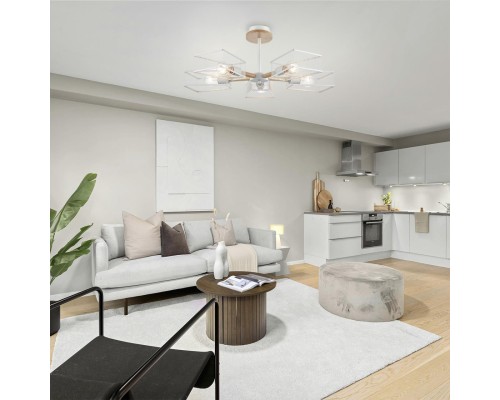 8246/5C COUNTY LN25 белый, металл/дерево Люстра потолочная Е27 5*60W 220V IRMA