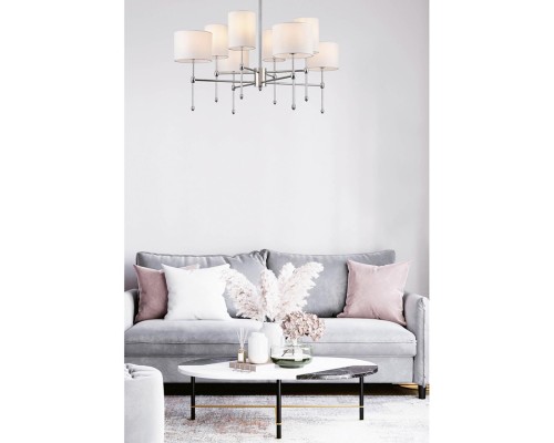 6589/8C CLASSI LN24 хром/белый, металл/текстиль Люстра потолочная E14 8*40W 220V LATTI