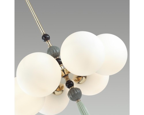 5405/6 MODERN ODL_EX23 35 золотой/серый/зеленый/белый матовый металл/керамика/ткань Люстра E14 6*40W PALLE