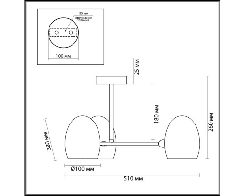 6513/3C MODERNI LN23 117 чёрный Люстра потолочная E14 3*40W 220V KENDALL