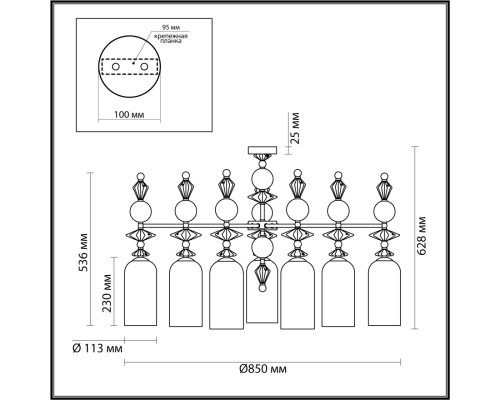4855/7C CLASSIC ODL_EX21 28 золото/разноцветн./керамика/стекло Люстра потолочная E14 7*40W BIZET
