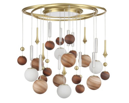 5457/21C MODERN ODL_EX26 051 светлая сатин.латунь/белый/бежевый/коричневый/металл/стекло Люстра потолочная G9 x 20 x 5W + LED 20W 2500K CALLISTO