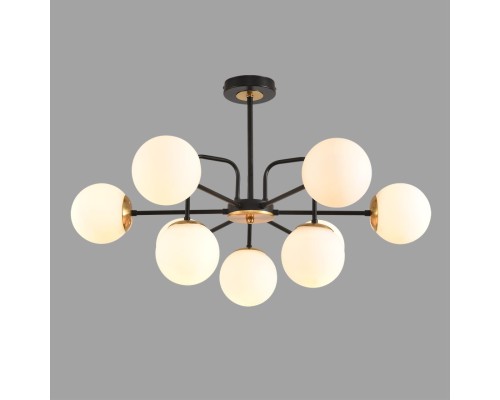 8375/9C MODERNI LN черный/латунь/белый, металл/стекло Люстра потолочная E27 9*60W 220V ELRONA