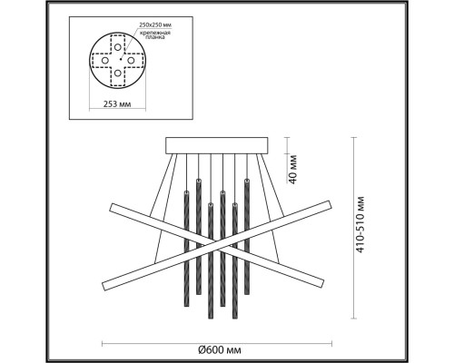 3901/70CL L-VISION ODL22 167 черный/золотистый/металл Потолочный светильник IP20 LED 70W 3340Лм 4000K MONICA