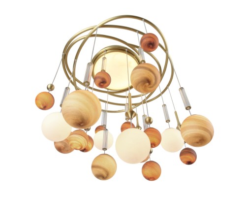 5457/21C MODERN ODL_EX26 051 светлая сатин.латунь/белый/бежевый/коричневый/металл/стекло Люстра потолочная G9 x 20 x 5W + LED 20W 2500K CALLISTO