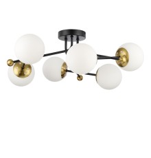 6581/6C MODERNI LN24 черный, золотой/белый металл  /стекло Люстра потолочная E14 6*40W 220V MELODY