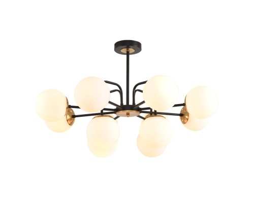 8375/12C MODERNI LN черный/латунь/белый, металл/стекло Люстра потолочная E27 12*60W 220V ELRONA