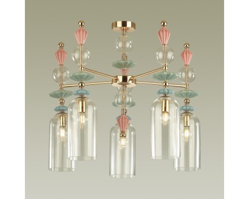 4855/5C CLASSIC ODL_EX21 золото/раноцветн./керамика/стекло Люстра потолочная E14 5*40W BIZET