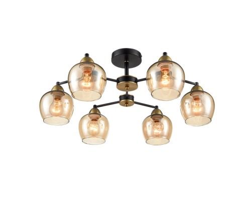 8249/6C COMFI LN 000 черный/античное золото/янтарный, металл/стекло Люстра потолочная Е27 6*60W 220V LANDA