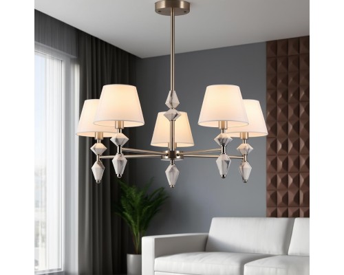 8274/5 CLASSI никель/белый/серый, металл/керамика/ткань Люстра Е14 5*40W 220V VERMONT