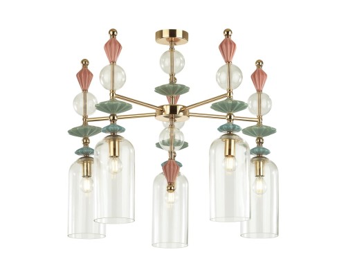 4855/5C CLASSIC ODL_EX21 золото/раноцветн./керамика/стекло Люстра потолочная E14 5*40W BIZET
