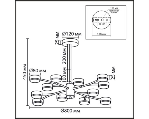 8265/12 COMFI LN26 металл, белый Люстра GX53 LED 12*7W 220V TORINA