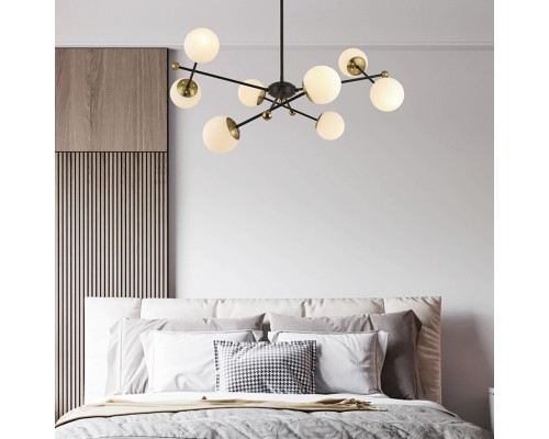 6581/6 MODERNI LN24 черный, золотой/белый металл  /стекло Люстра потолочная E14 6*40W 220V MELODY